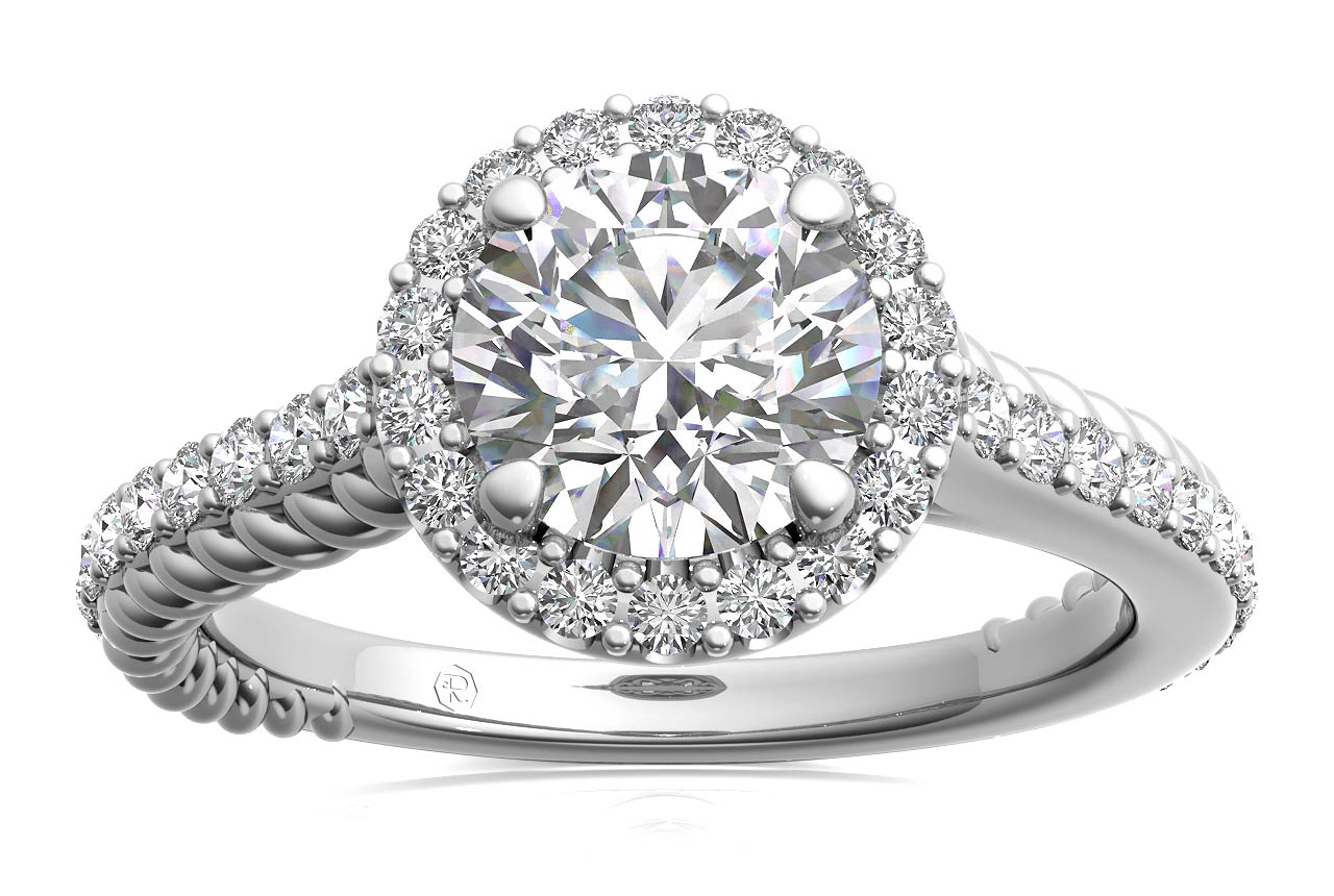 Kim Round Cut Lab Grown Diamond 18Kt White Gold Engagement Ring - View 3