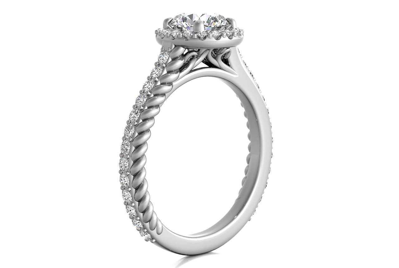 Kim Round Cut Lab Grown Diamond 14Kt White Gold Engagement Ring - View 2