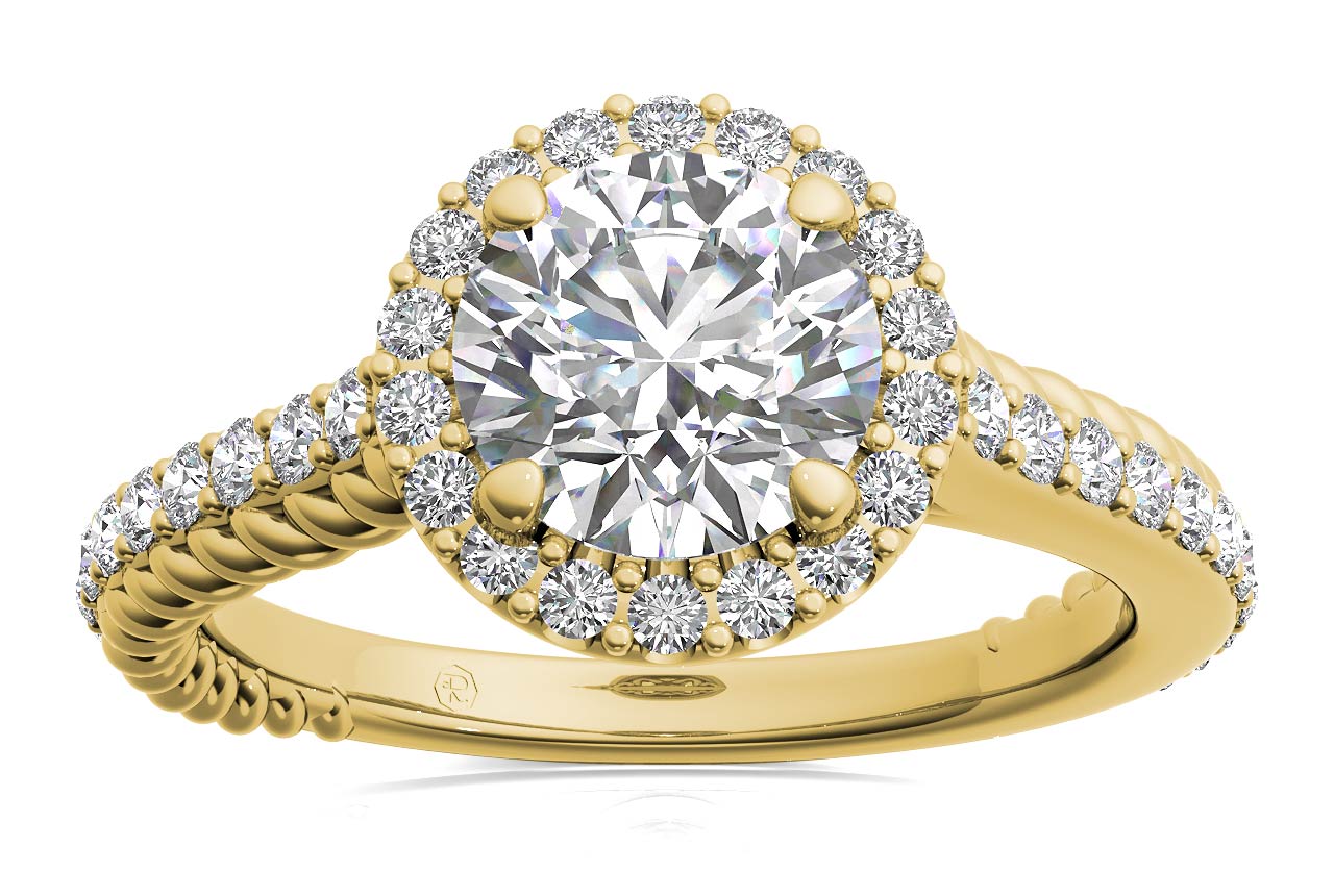 Kim Round Cut Lab Grown Diamond 18Kt Yellow Gold Engagement Ring - View 3