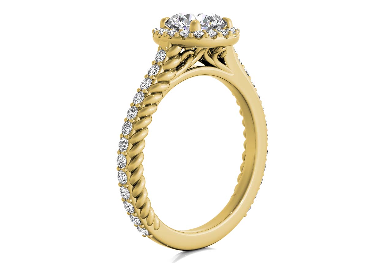 Kim Round Cut Lab Grown Diamond 18Kt Yellow Gold Engagement Ring - View 2