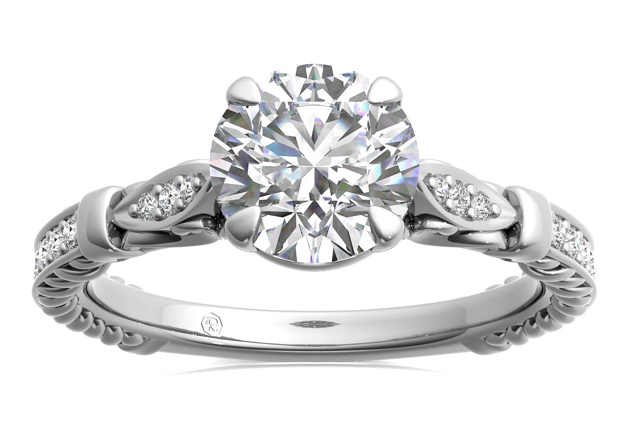 Gabriela Round Cut Lab Grown Diamond 14Kt White Gold Engagement Ring - View 3