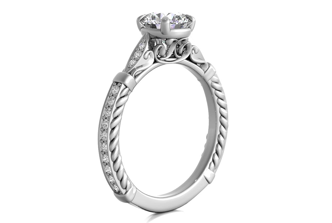 Gabriela Round Cut Lab Grown Diamond 18Kt White Gold Engagement Ring - View 2
