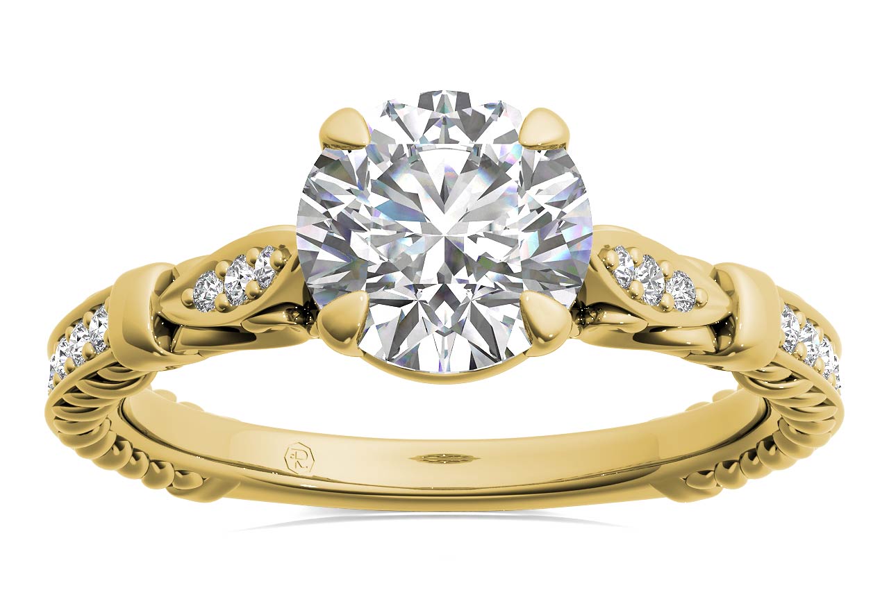 Gabriela Round Cut Lab Grown Diamond 18Kt Yellow Gold Engagement Ring - View 3