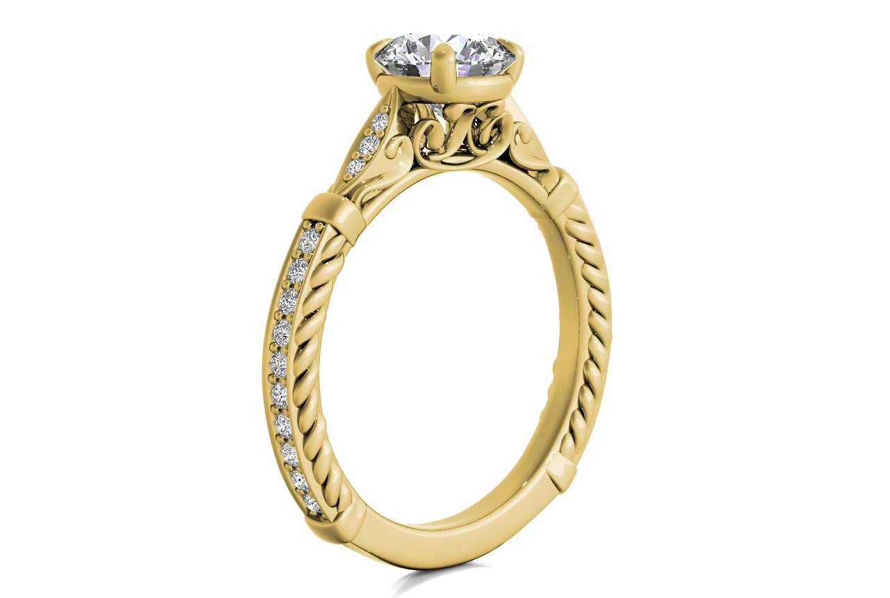 Gabriela Round Cut Lab Grown Diamond 18Kt Yellow Gold Engagement Ring - View 2