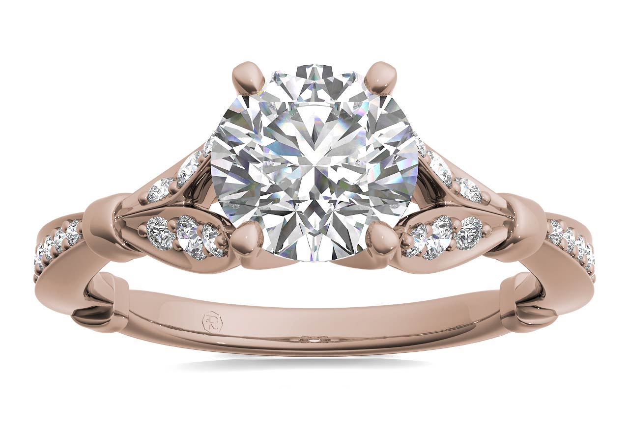 Geraldine Round Cut Lab Grown Diamond 18Kt Rose Gold Engagement Ring - View 3
