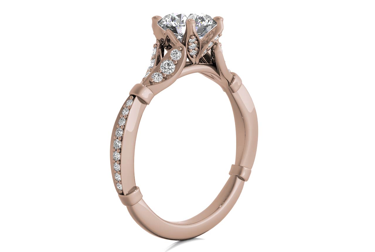 Geraldine Round Cut Lab Grown Diamond 18Kt Rose Gold Engagement Ring - View 2