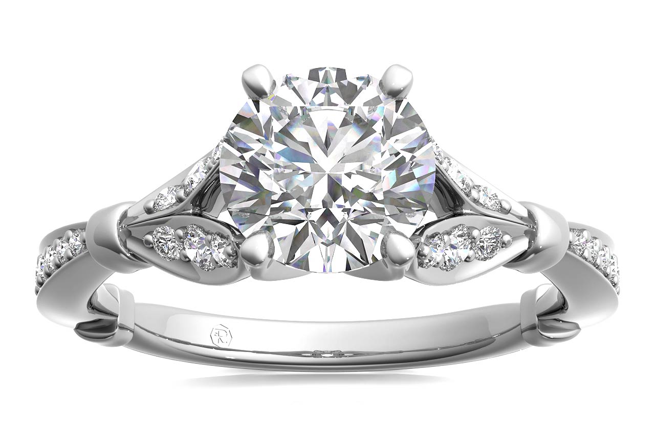 Geraldine Round Cut Lab Grown Diamond 18Kt White Gold Engagement Ring - View 3