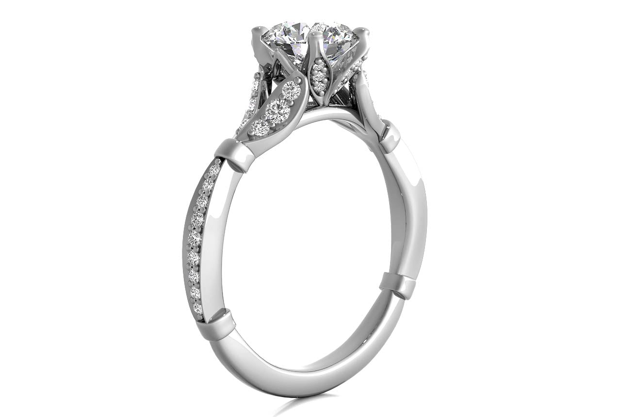 Geraldine Round Cut Lab Grown Diamond Platinum Engagement Ring - View 2