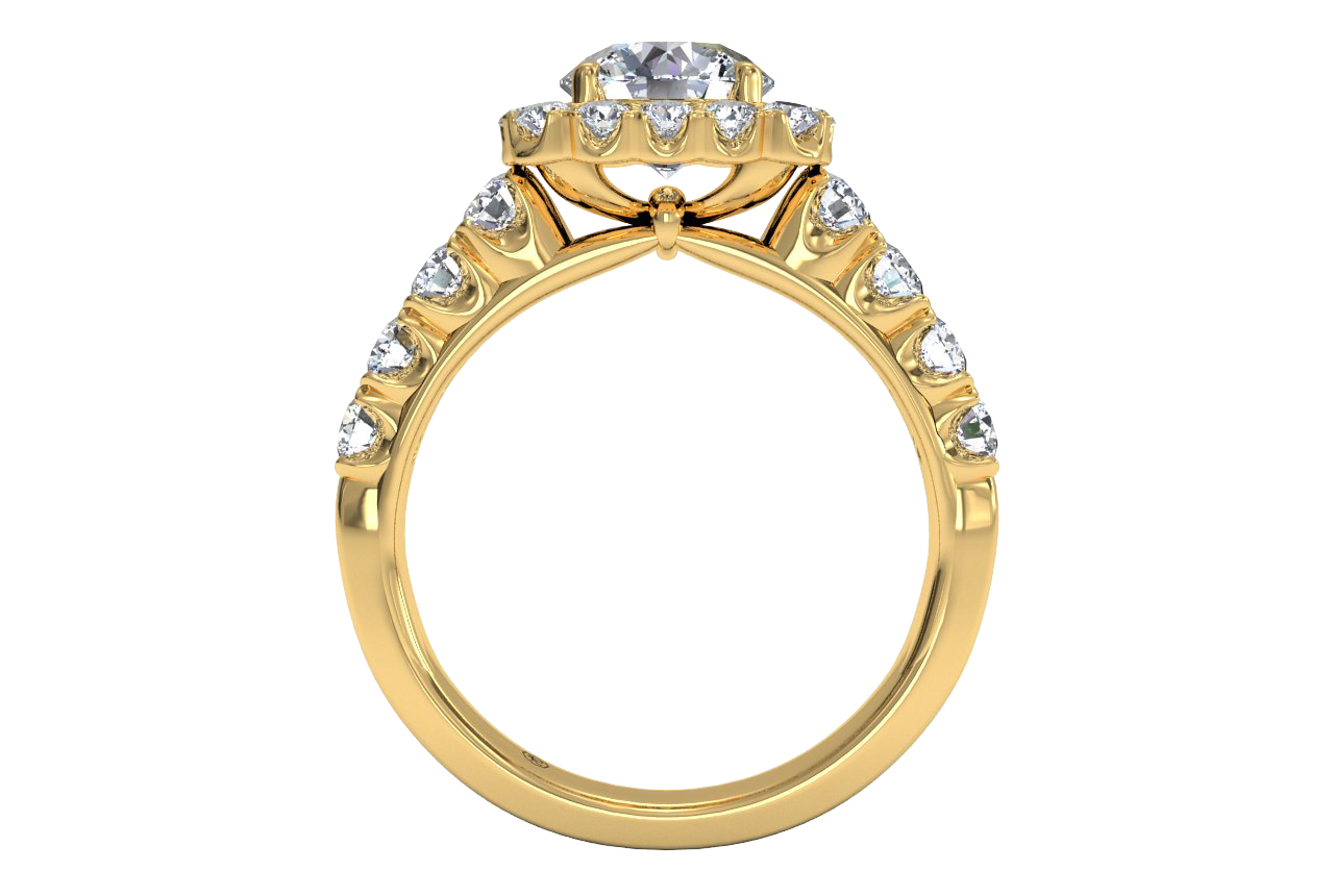 Lydia Round Cut Lab Grown Diamond 18Kt Yellow Gold Engagement Ring - View 2