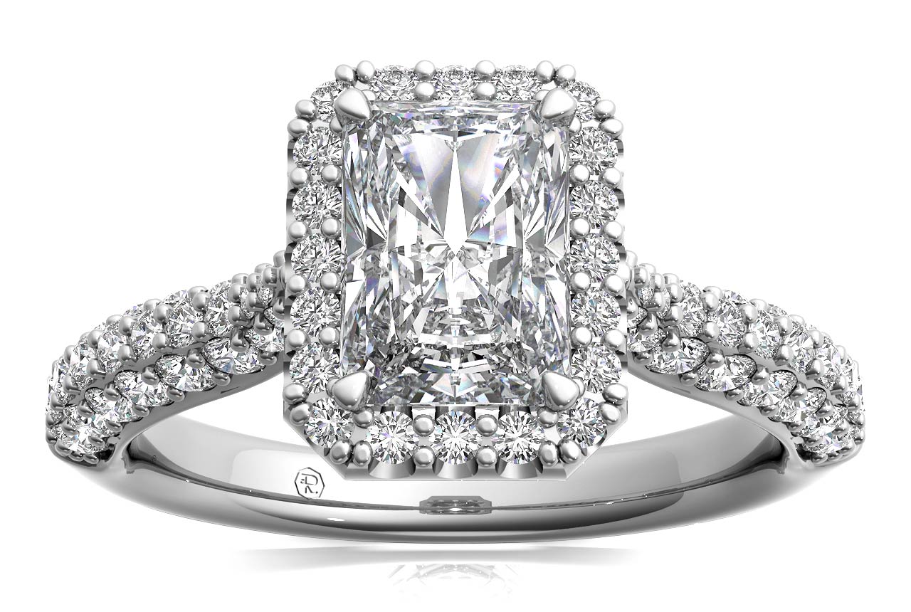 Lucy Radiant Cut Lab Grown Diamond Platinum Engagement Ring - View 3