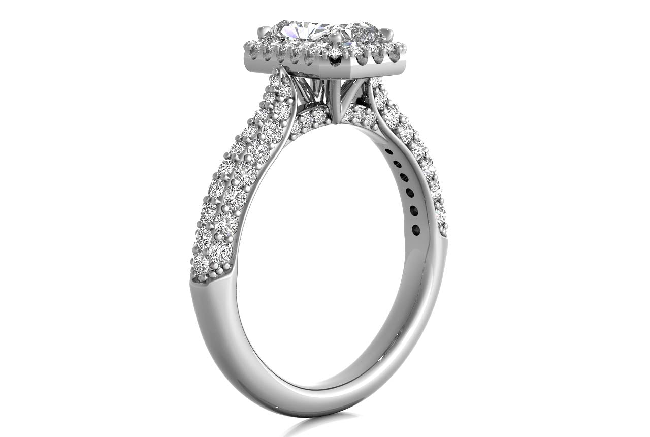 Lucy Radiant Cut Lab Grown Diamond 14Kt White Gold Engagement Ring - View 2