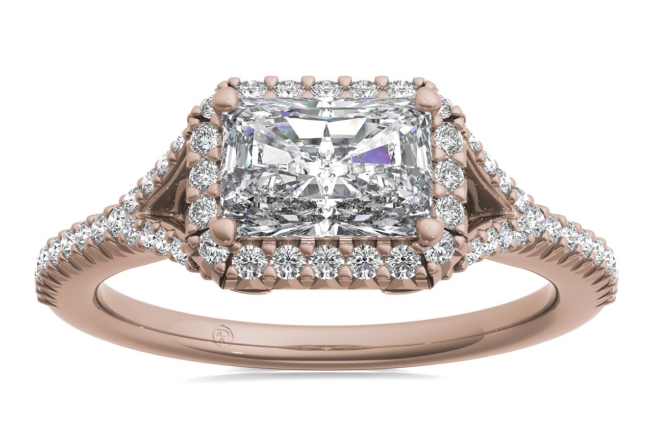 Kate Radiant Cut Lab Grown Diamond 18Kt Rose Gold Engagement Ring - View 3