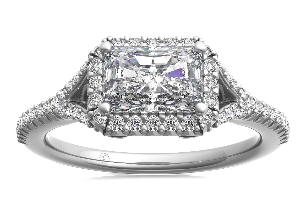 Kate Radiant Cut Lab Grown Diamond Platinum Engagement Ring - View 3