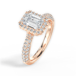 Lucy Emerald Cut Lab Grown Diamond 18Kt Rose Gold Engagement Ring - View 2