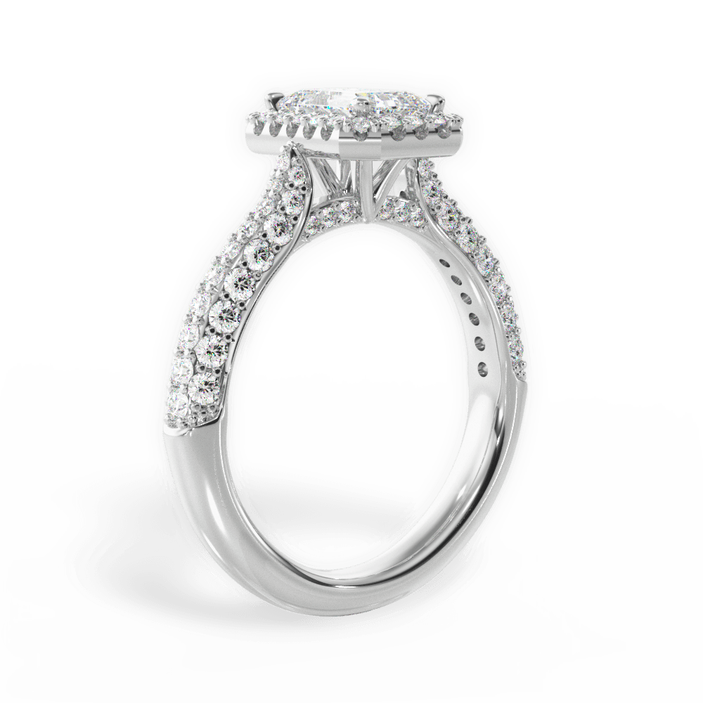 Lucy Emerald Cut Lab Grown Diamond 18Kt White Gold Engagement Ring - View 2