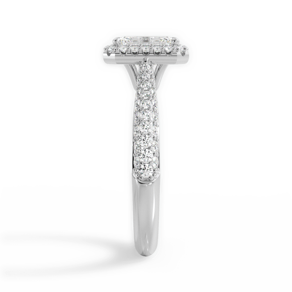 Lucy Emerald Cut Lab Grown Diamond Platinum Engagement Ring - View 3