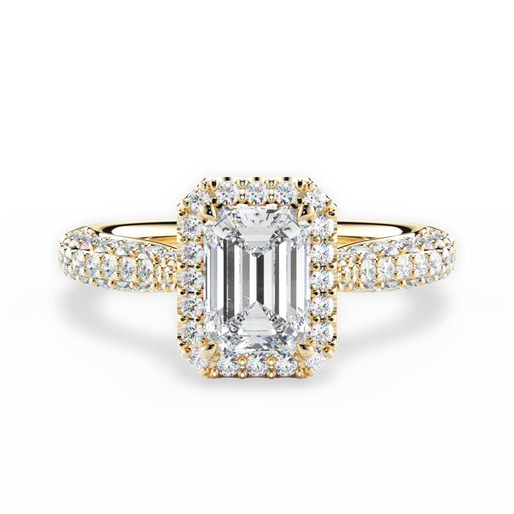 Lucy Emerald Cut Lab Grown Diamond 18Kt Yellow Gold Engagement Ring