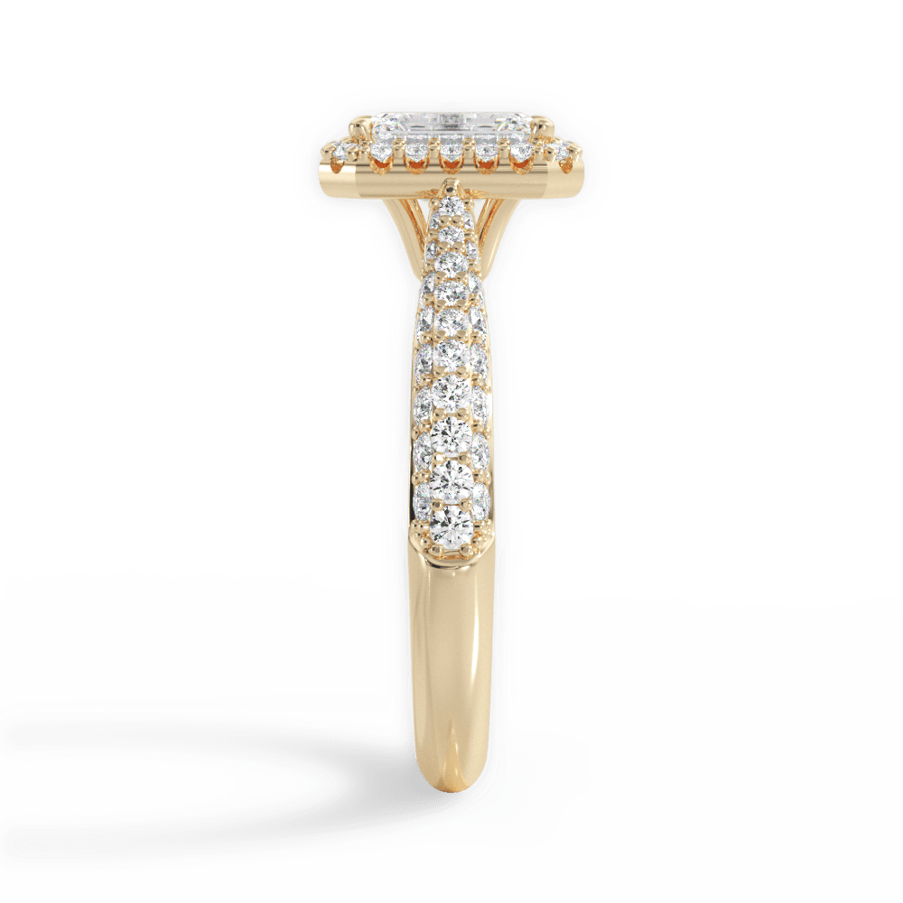 Lucy Emerald Cut Lab Grown Diamond 18Kt Yellow Gold Engagement Ring - View 3