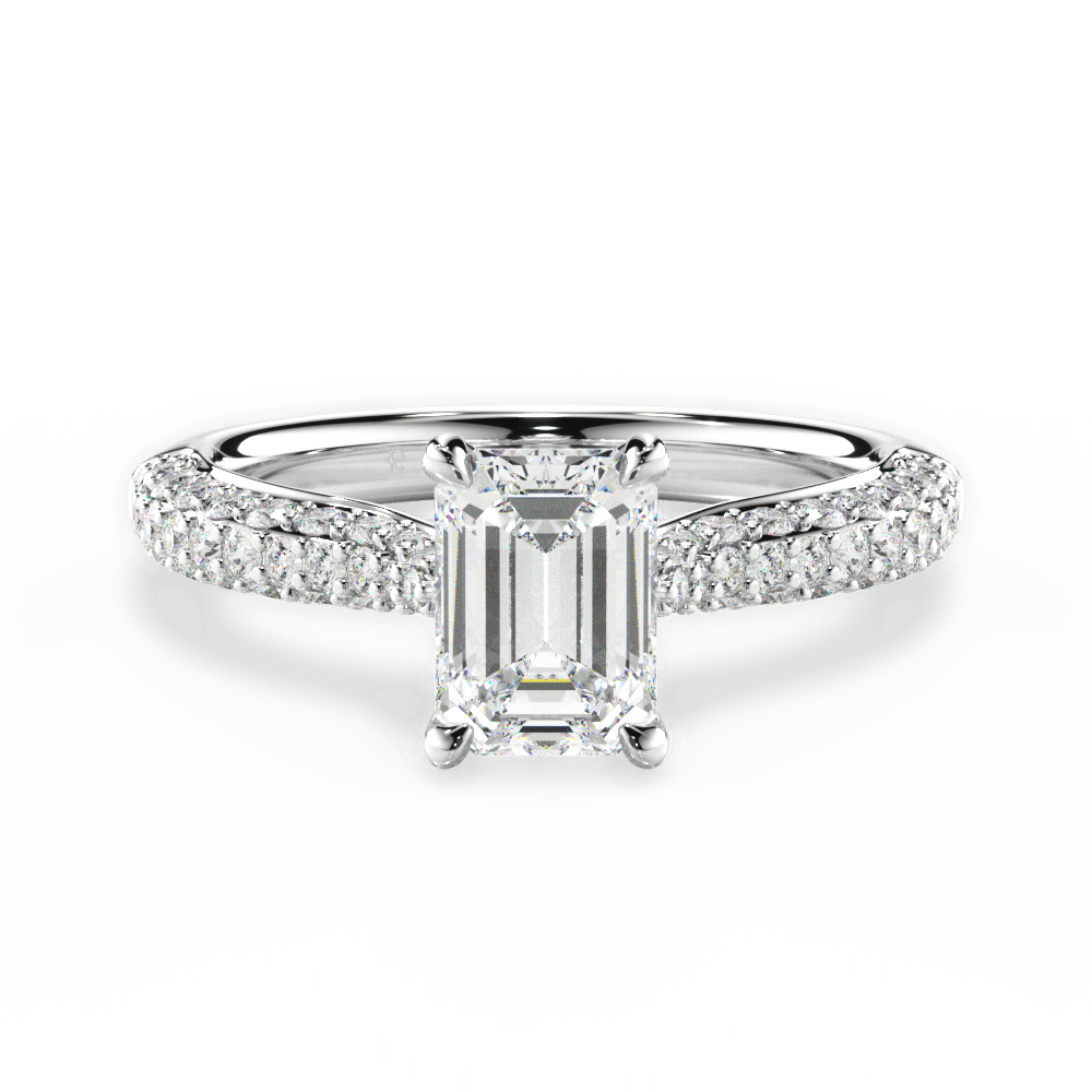 Kira Emerald Cut Lab Grown Diamond 18Kt White Gold Engagement Ring