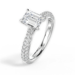 Kira Emerald Cut Lab Grown Diamond 18Kt White Gold Engagement Ring - View 2