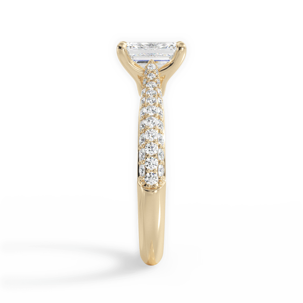 Kira Emerald Cut Lab Grown Diamond 18Kt Yellow Gold Engagement Ring - View 2