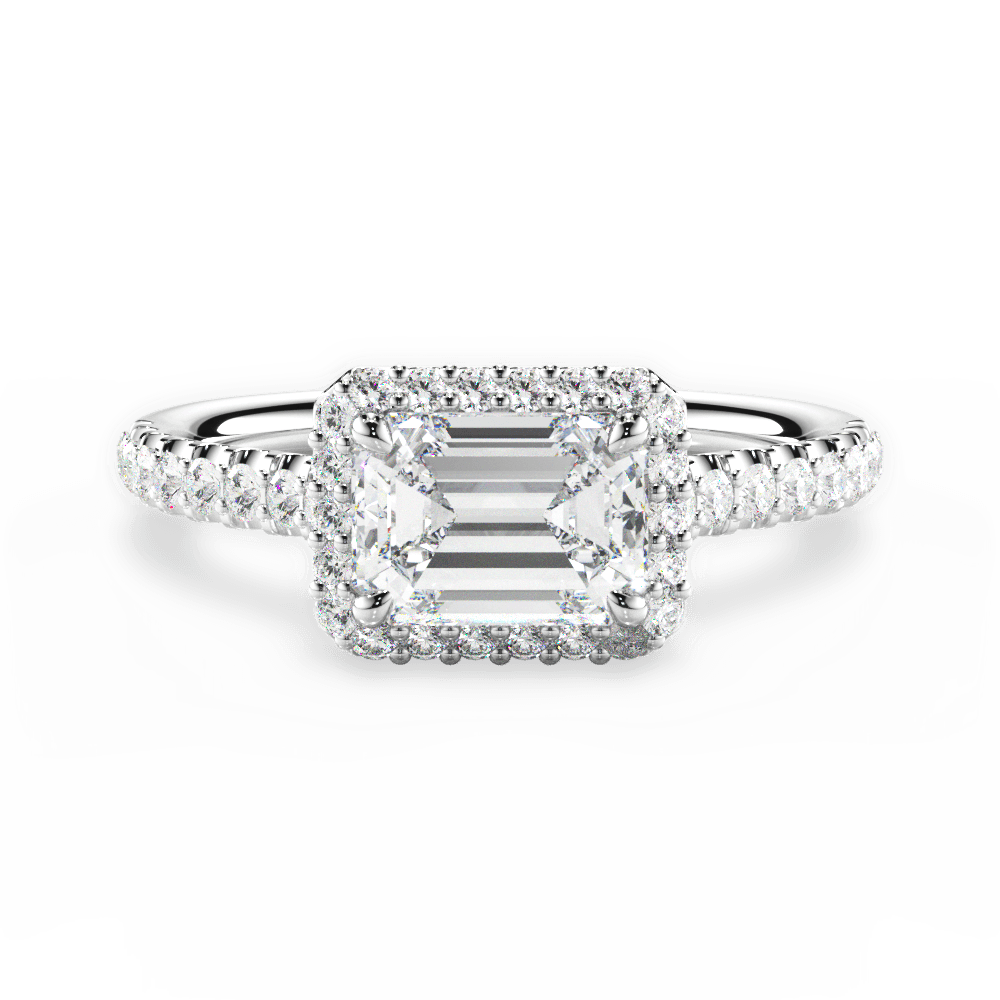 Hannah Emerald Cut Lab Grown Diamond 18Kt White Gold Engagement Ring