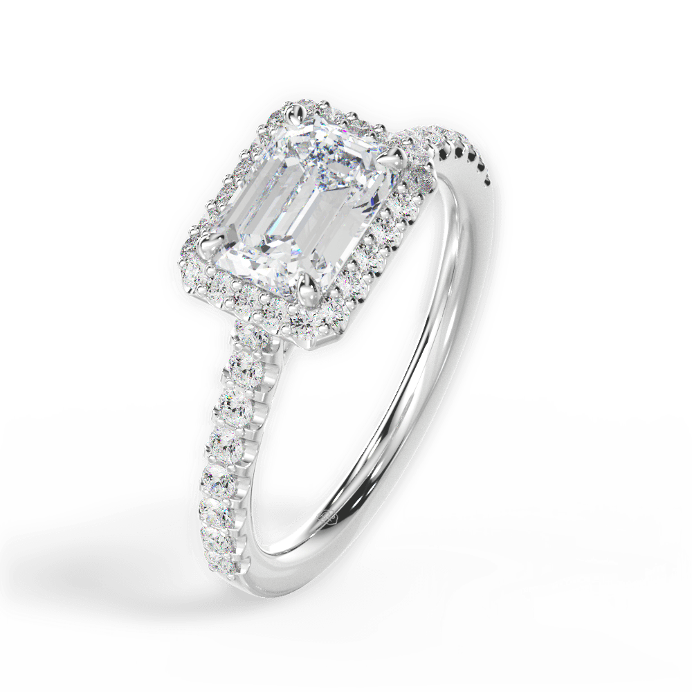 Hannah Emerald Cut Lab Grown Diamond Platinum Engagement Ring - View 2