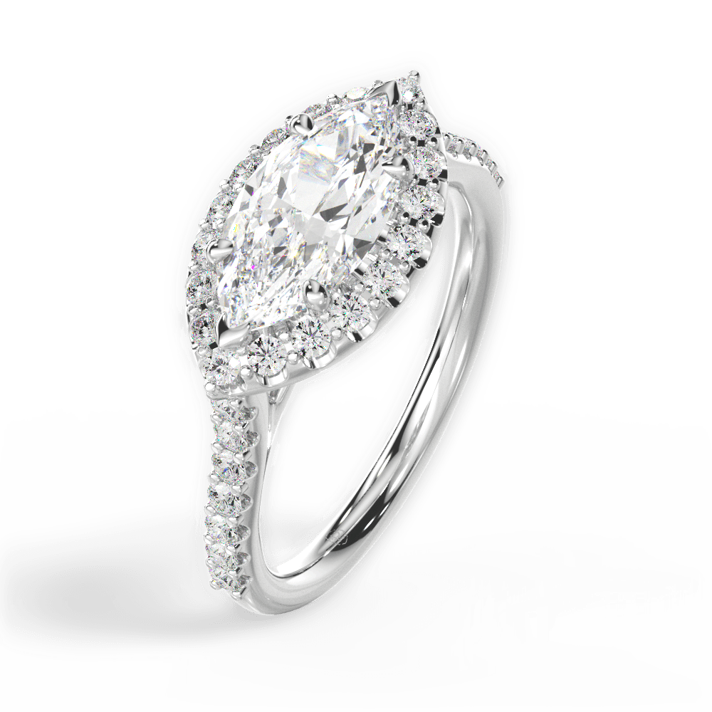 Hannah Marquise Cut Lab Grown Diamond 14Kt White Gold Engagement Ring - View 3