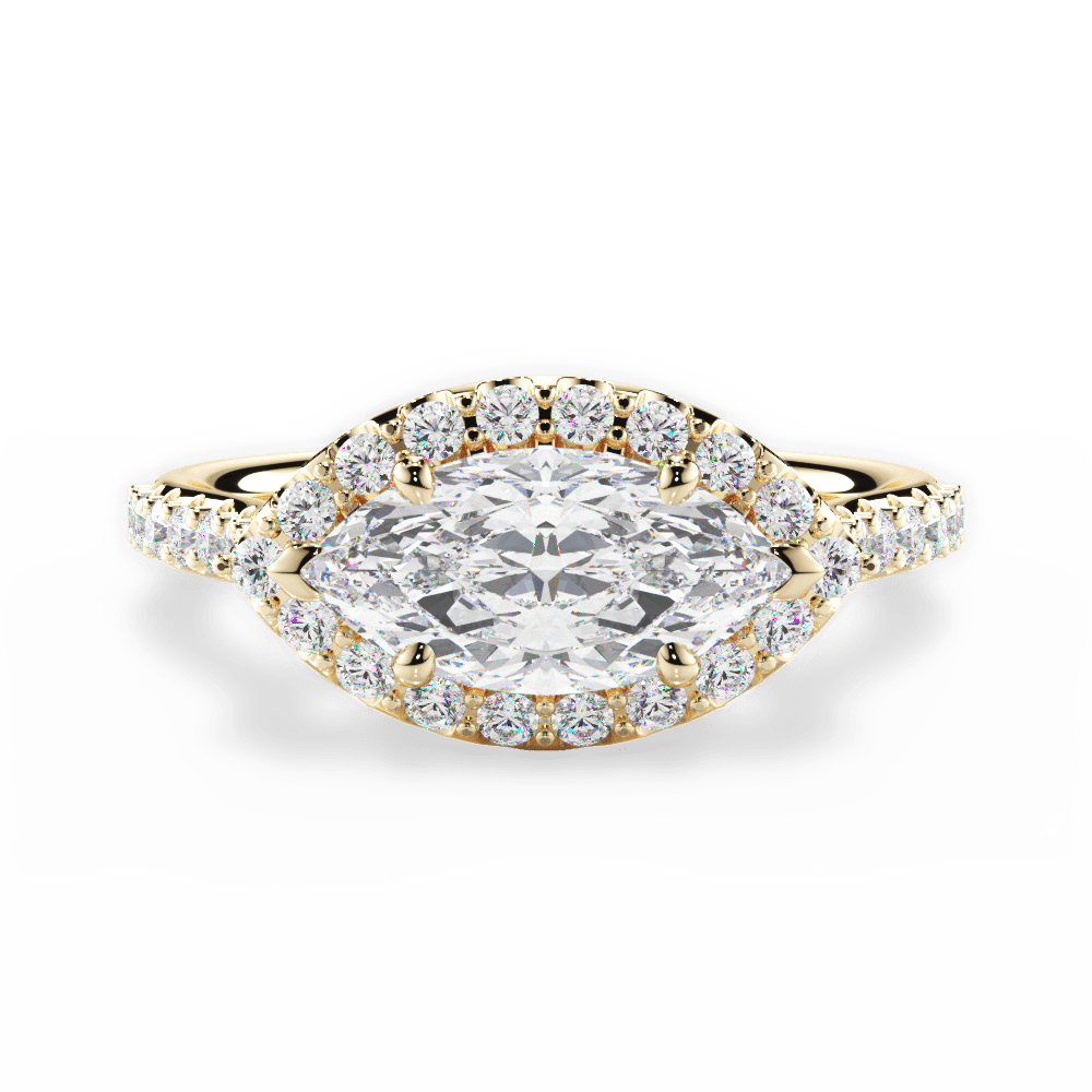 Hannah Marquise Cut Lab Grown Diamond 18Kt Yellow Gold Engagement Ring