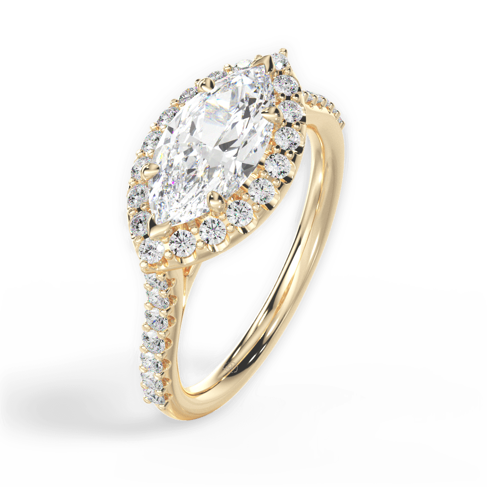 Hannah Marquise Cut Lab Grown Diamond 18Kt Yellow Gold Engagement Ring - View 2