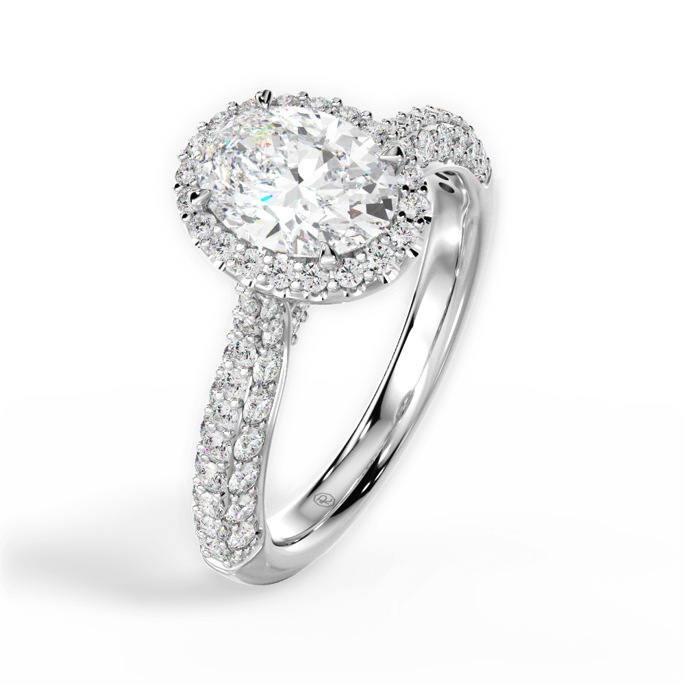 Lucy Oval Cut Lab Grown Diamond 18Kt White Gold Engagement Ring - View 3
