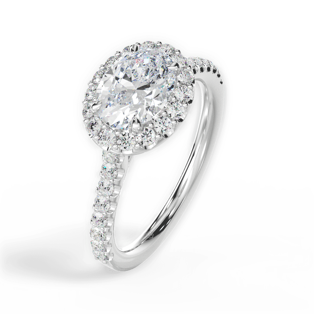 Hannah Oval Cut Lab Grown Diamond 14Kt White Gold Engagement Ring - View 2