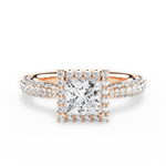 Lucy Princess Cut Lab Grown Diamond 18Kt Rose Gold Engagement Ring