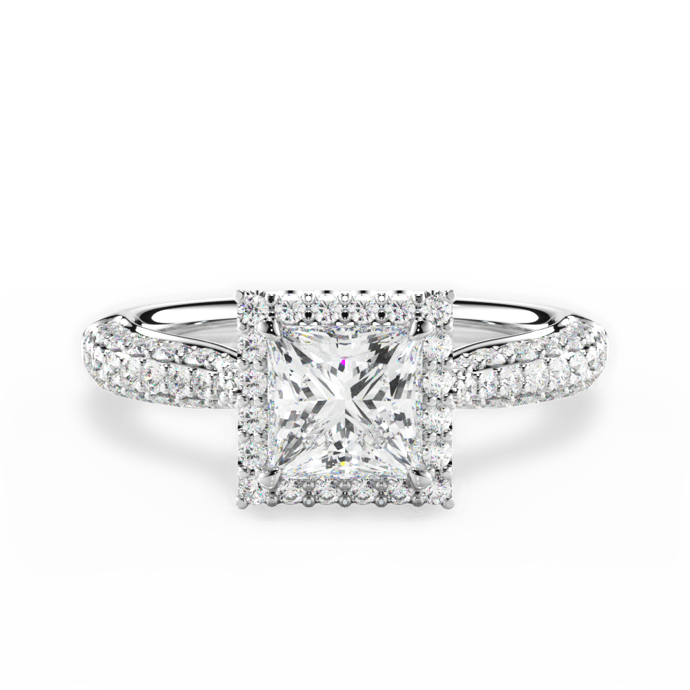 Lucy Princess Cut Lab Grown Diamond 18Kt White Gold Engagement Ring