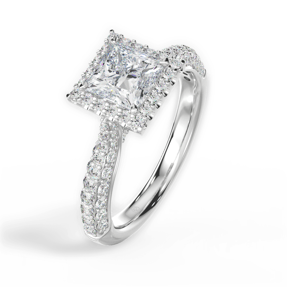 Lucy Princess Cut Lab Grown Diamond 18Kt White Gold Engagement Ring - View 4