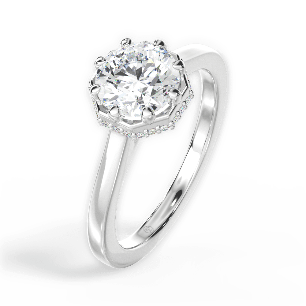 Felicia Round Cut Lab Grown Diamond 14Kt White Gold Engagement Ring - View 4