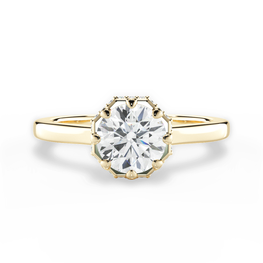 Felicia Round Cut Lab Grown Diamond 18Kt Yellow Gold Engagement Ring