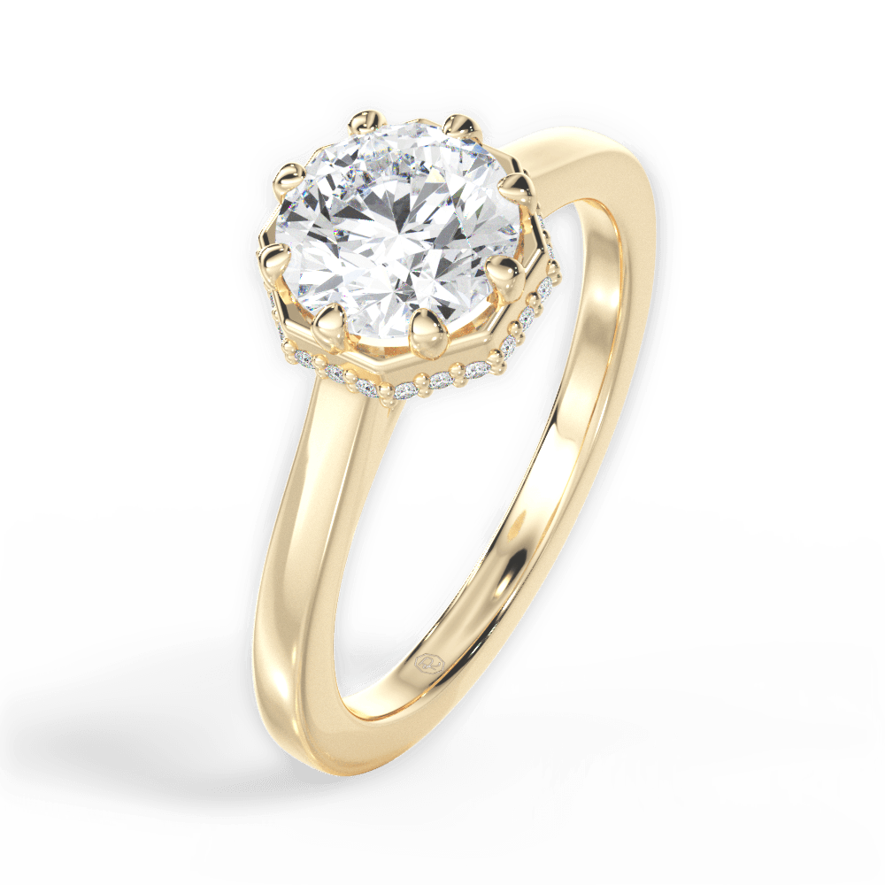 Felicia Round Cut Lab Grown Diamond 18Kt Yellow Gold Engagement Ring - View 2