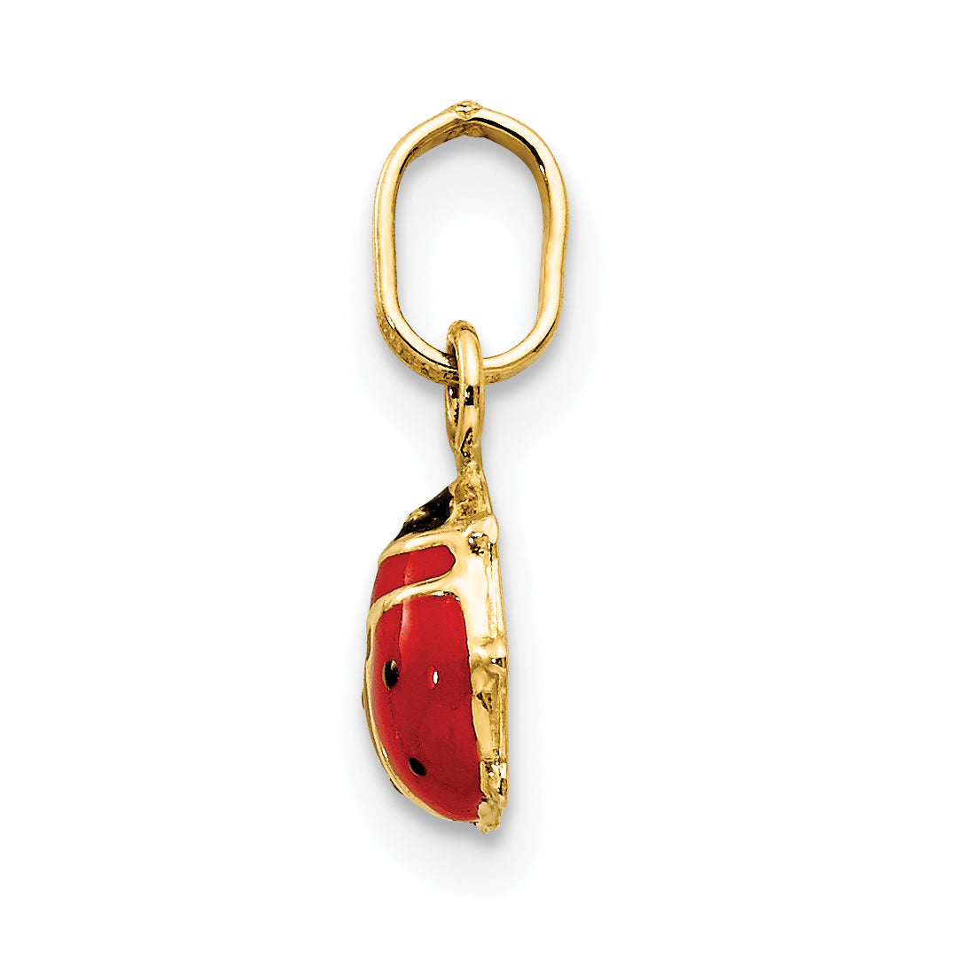 14k Red and Black Enameled Ladybug Charm
