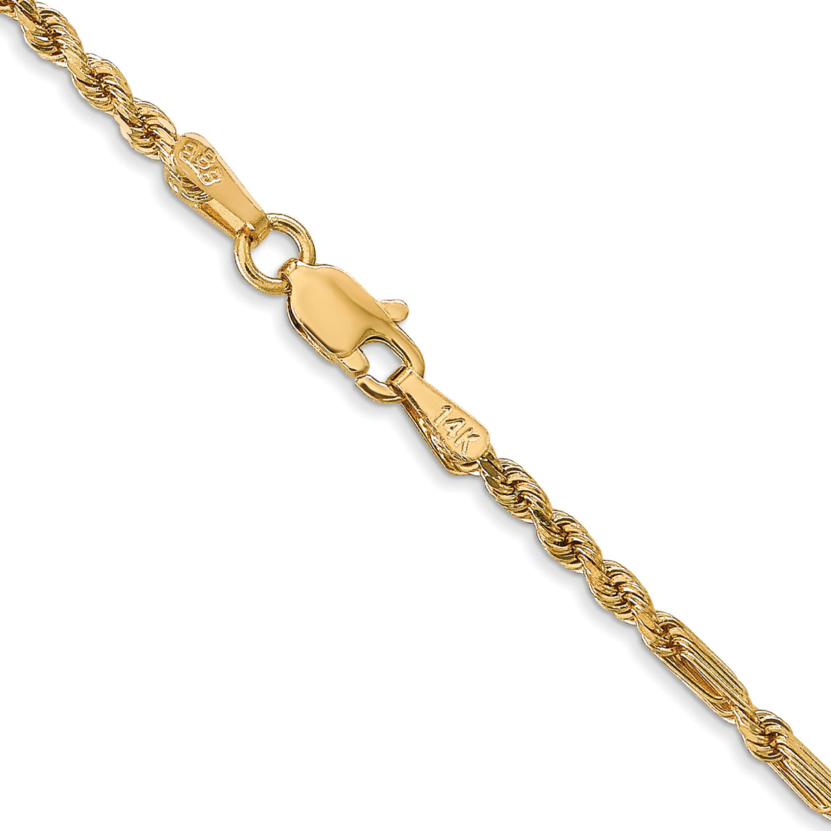 Gold (14K) Diamond-Cut Milano Rope Chain - 14k Yellow Gold / 16 in / 2.25 mm