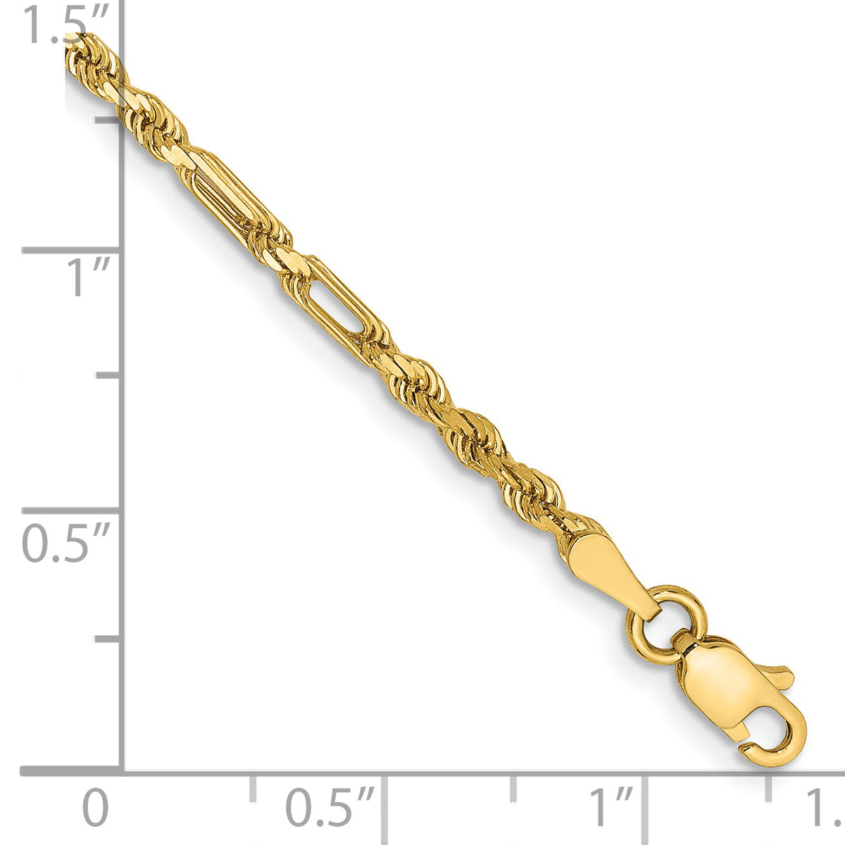 Gold (14K) Diamond-Cut Milano Rope Chain Bracelet - 14k Yellow Gold / 7 in / 2.5 mm