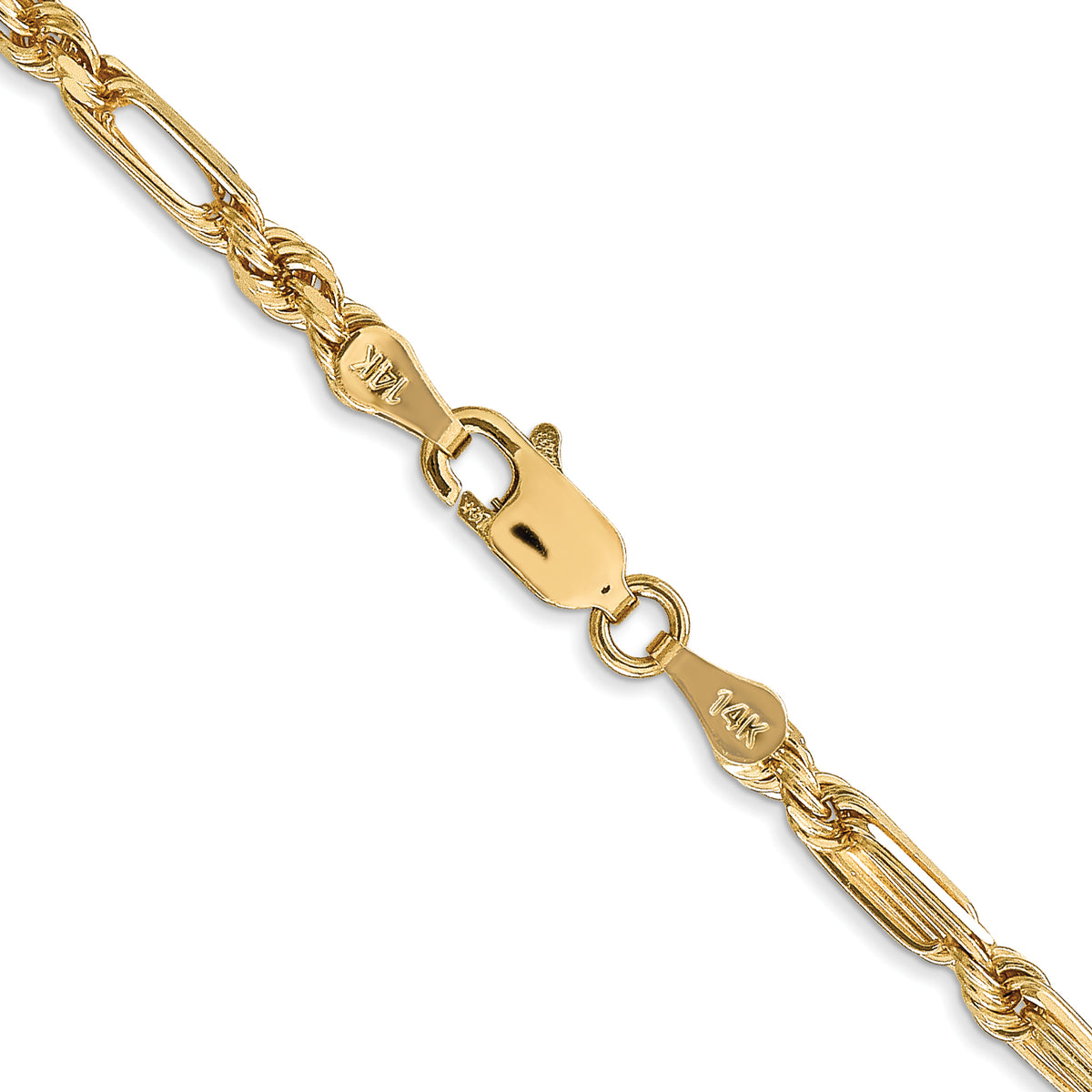 Gold (14K) Diamond-Cut Milano Rope Chain - 14k Yellow Gold / 16 in / 3 mm