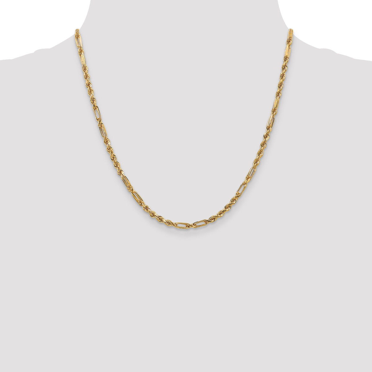 Gold (14K) Diamond-Cut Milano Rope Chain - 14k Yellow Gold / 20 in / 3 mm