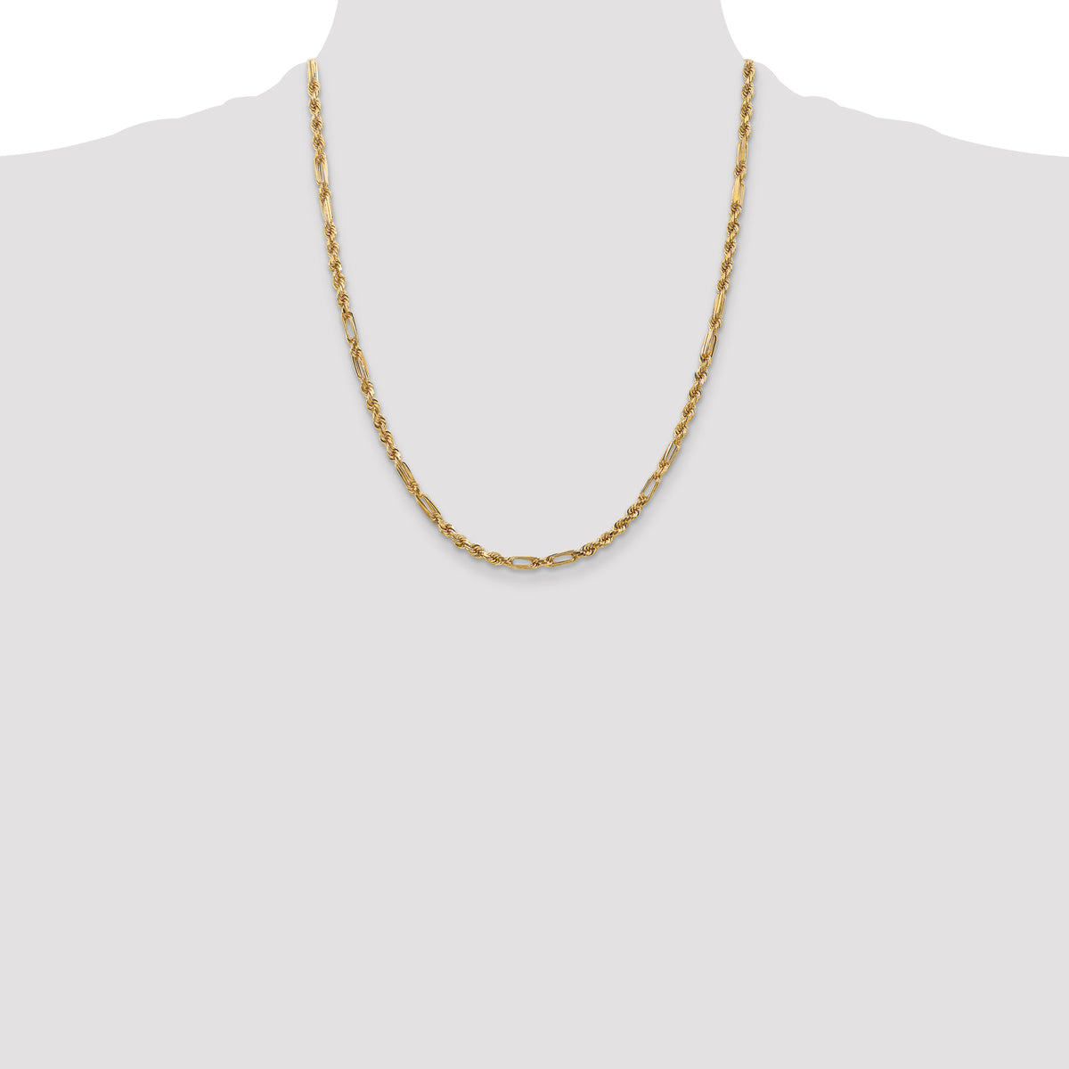 Gold (14K) Diamond-Cut Milano Rope Chain - 14k Yellow Gold / 22 in / 3 mm