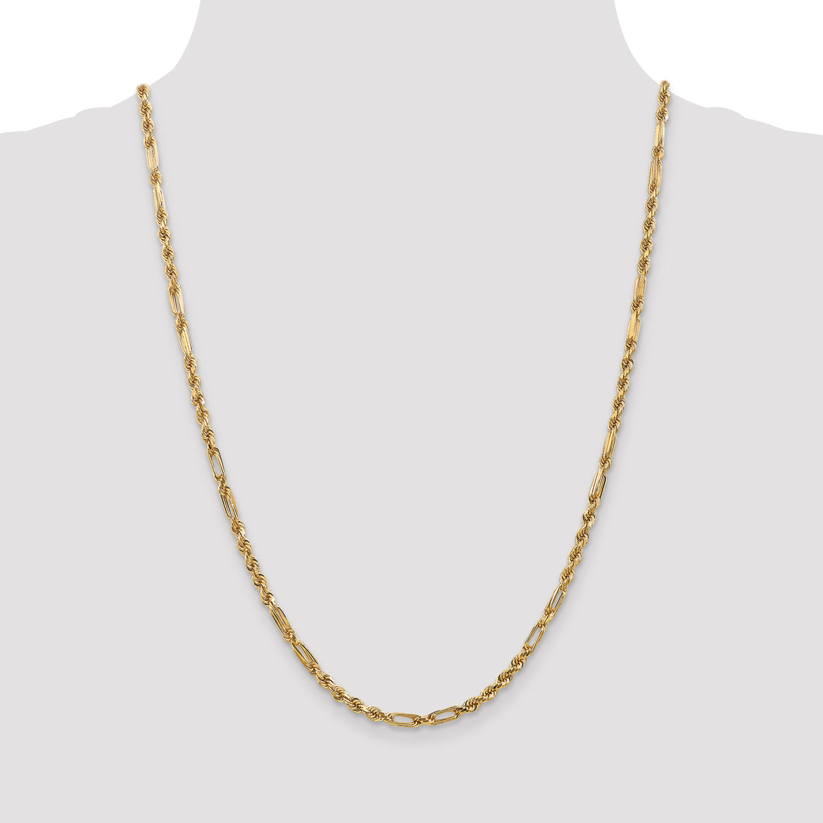 Gold (14K) Diamond-Cut Milano Rope Chain - 14k Yellow Gold / 24 in / 3 mm