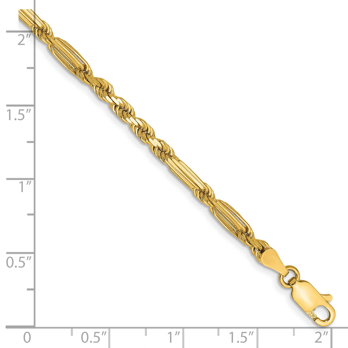 Gold (14K) Diamond-Cut Milano Rope Chain Bracelet - 14k Yellow Gold / 7 in / 3 mm
