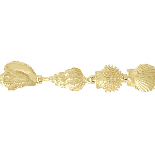14k Yellow Gold Polished Sea Shells Bracelet - 8 in