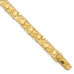14k Yellow Gold Polished and Textured 7.00mm Nugget Bracelet - 7 in