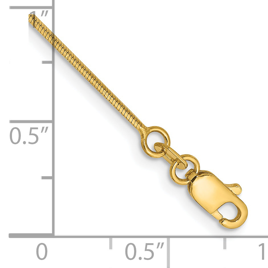 Gold Octagonal Snake Chain Anklet - 14k Yellow Gold / 9 in / 0.8 mm