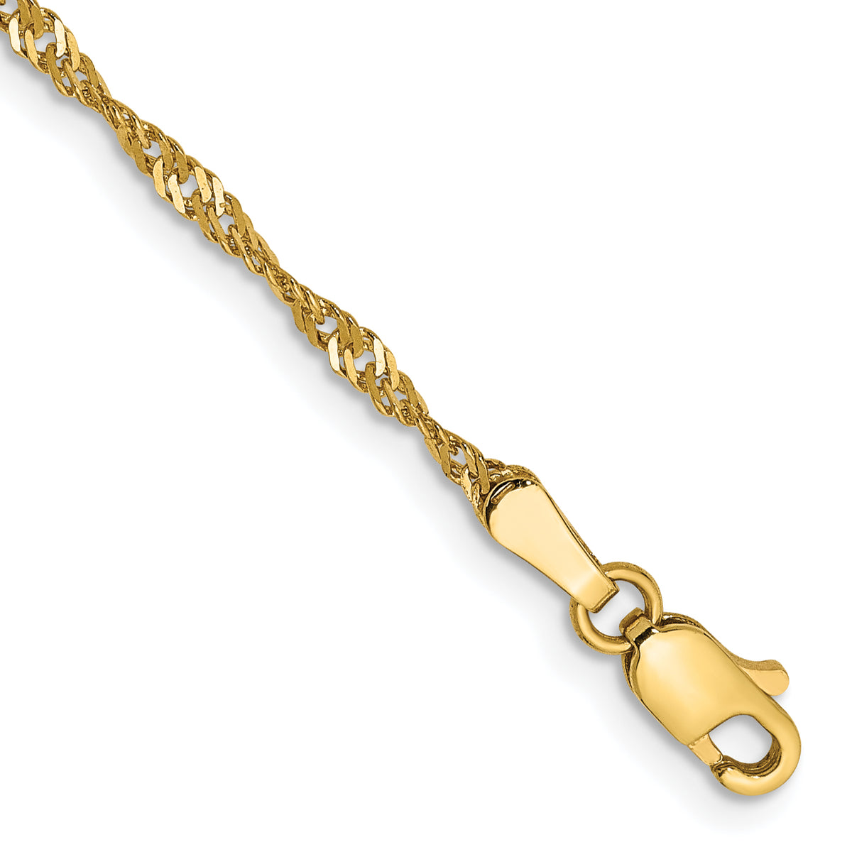 Gold (10K & 14K) Singapore Chain Anklet - 14k Yellow Gold / 10 in / 1.7 mm